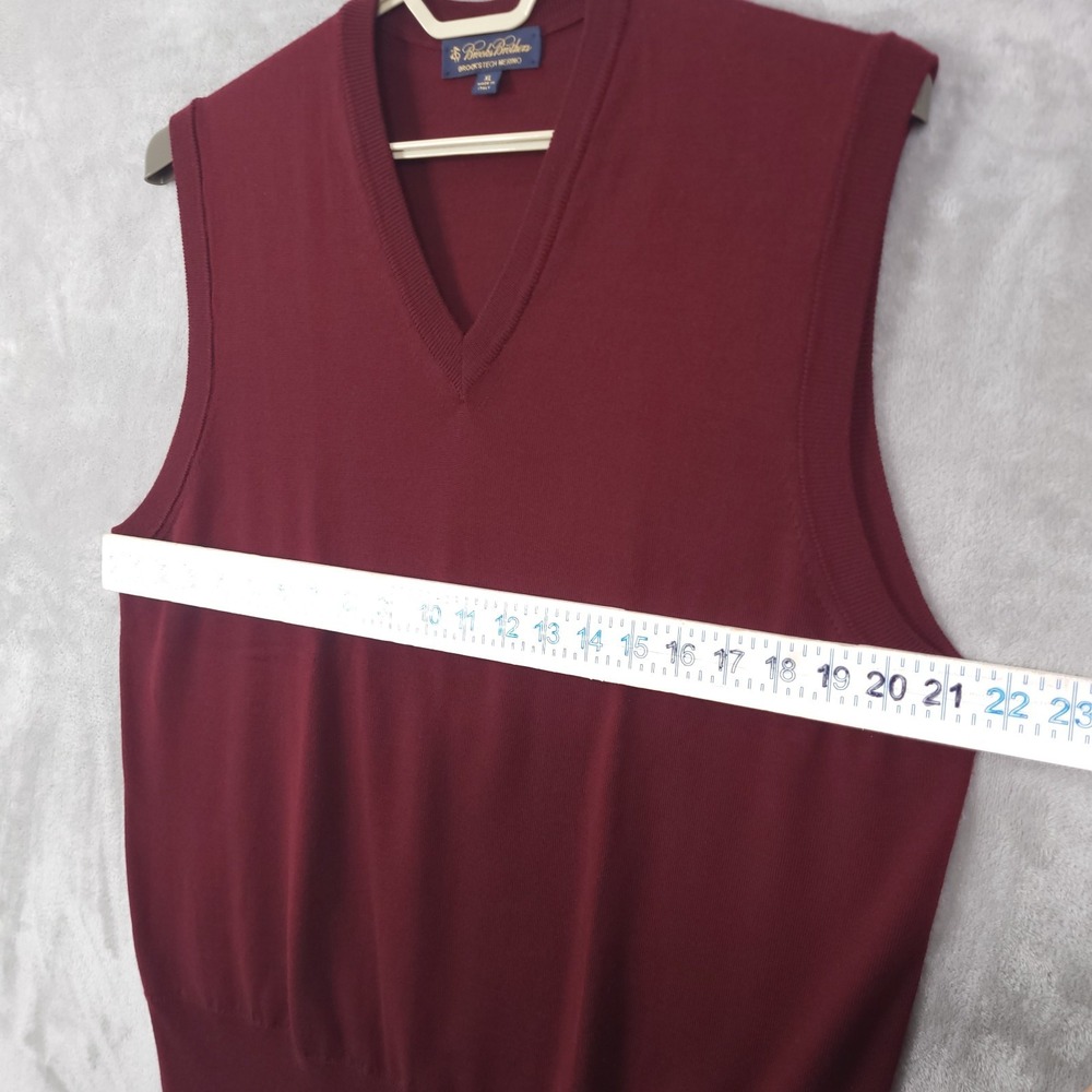 Brooks Brothers Italian Merino Wool Sweater Vest Men XL V-Neck Academia Teacher - Picture 4 of 12